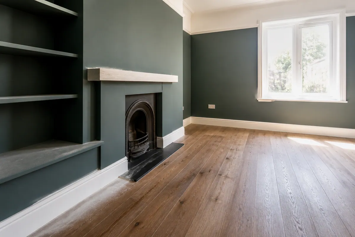 Illustrative renovation scene for study and living-room redecoration; not a customer project