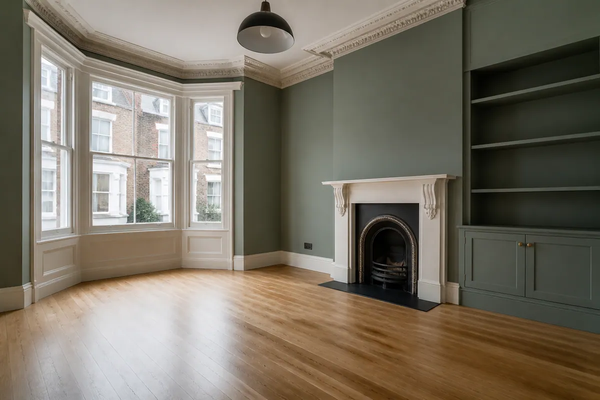 Illustrative renovation scene for period-flat internal refurbishment; not a customer project
