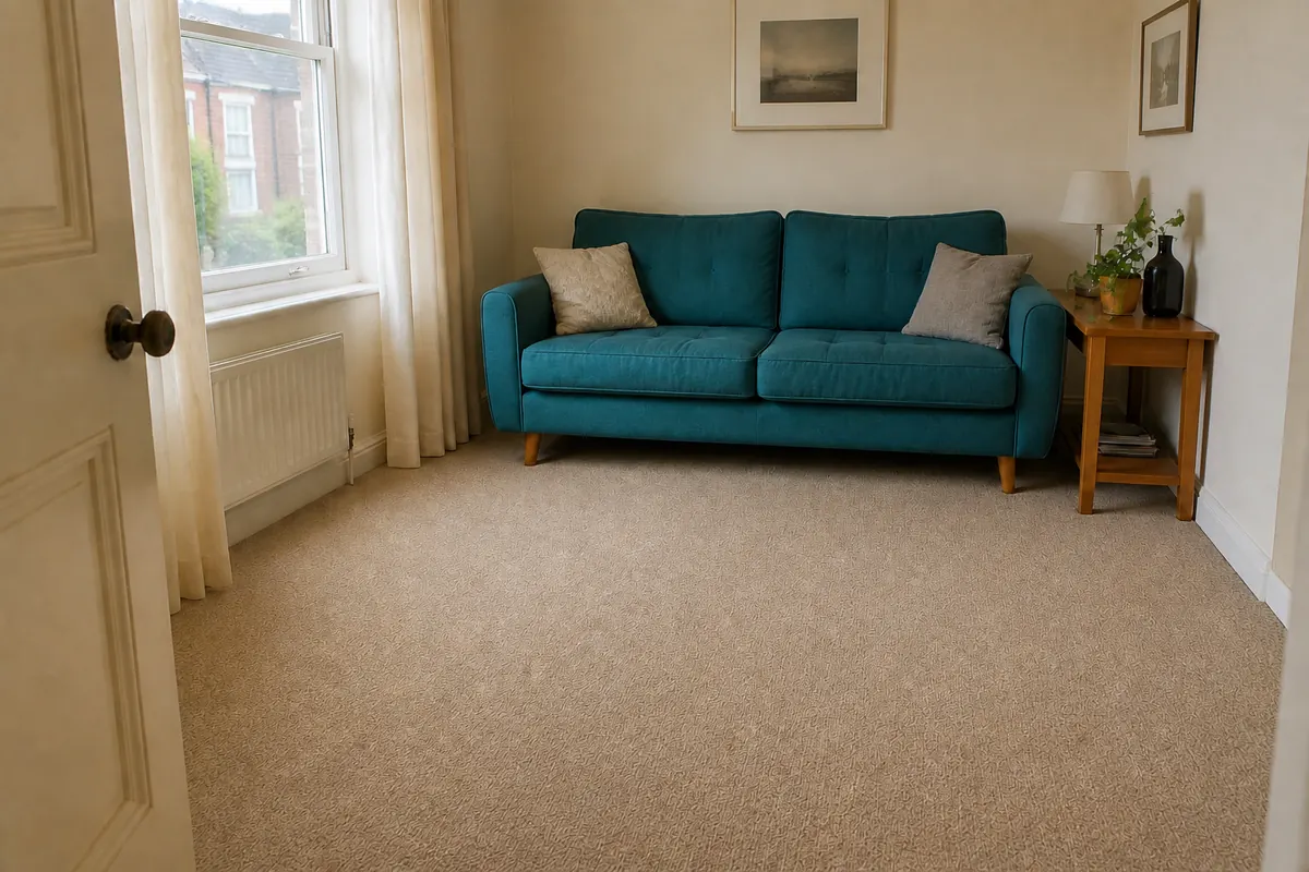 AI illustration: after carpet care in the same living room