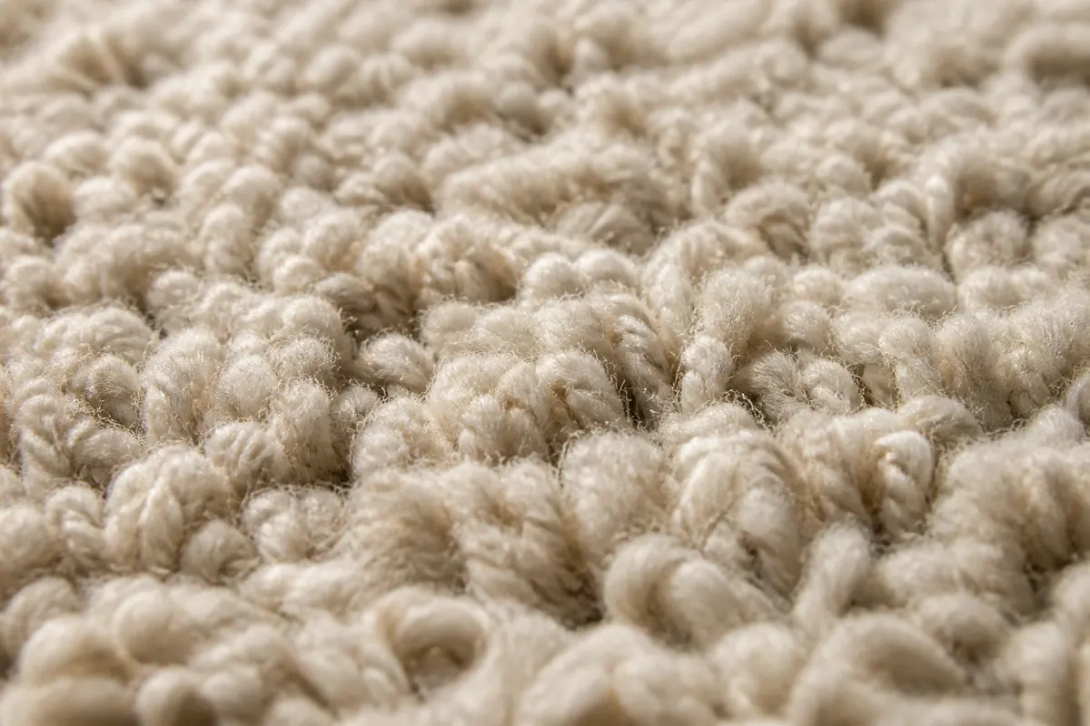 Illustrative close-up of textured carpet fibres