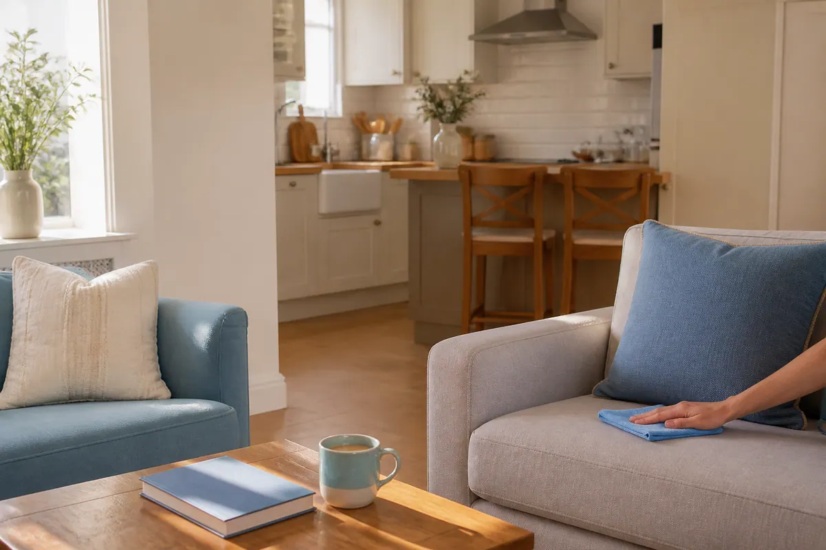 Illustrative afterwards stage of a regular home cleaning routine