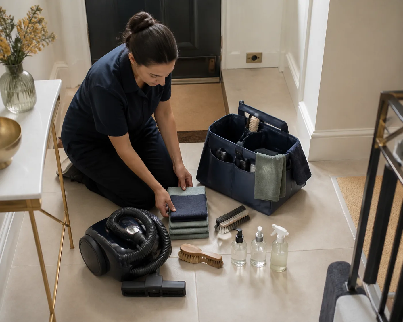 professional cleaning equipment prepared for a move-out clean in Basildon