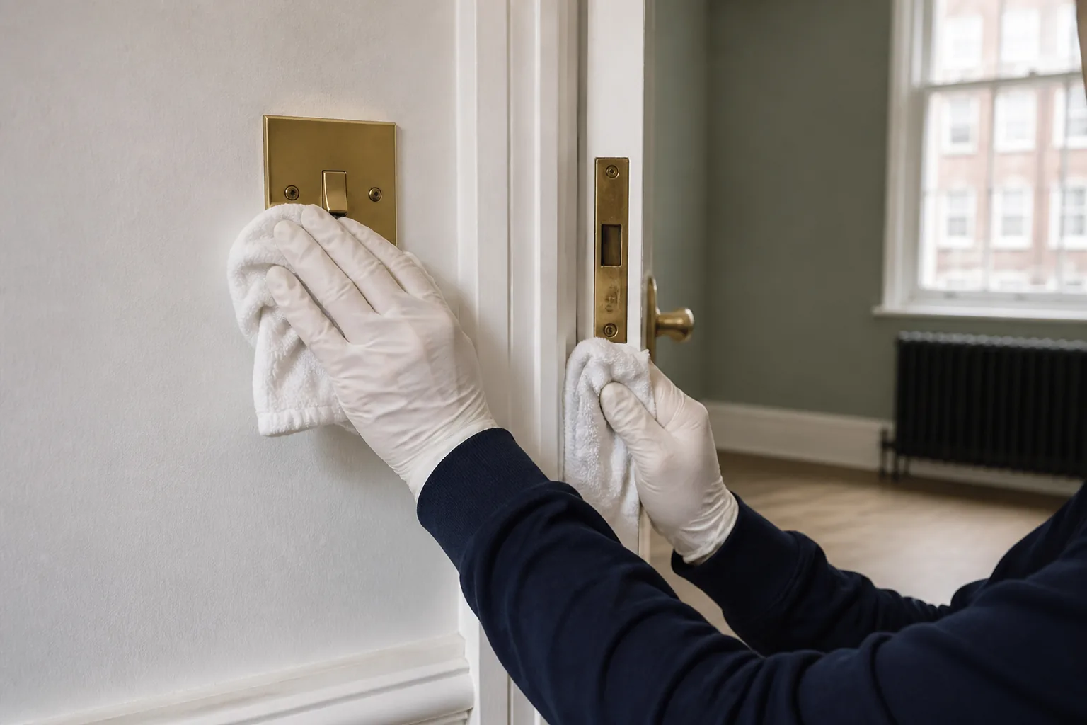 cleaner detailing an accessible interior fitting in Hemel Hempstead