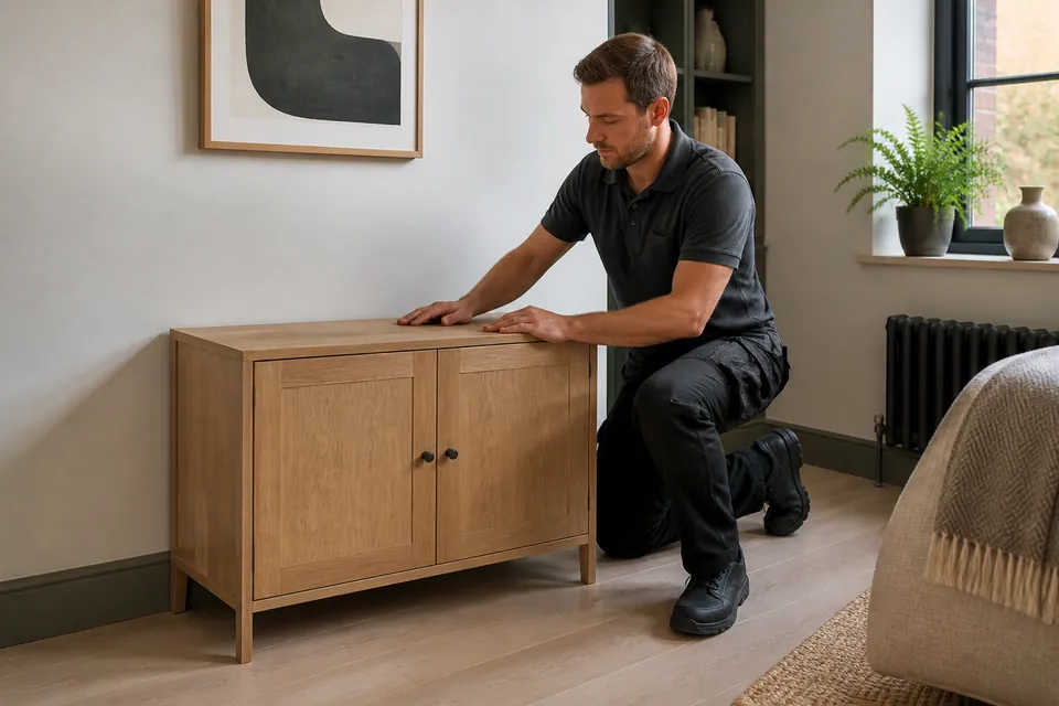 Assembler checking completed furniture