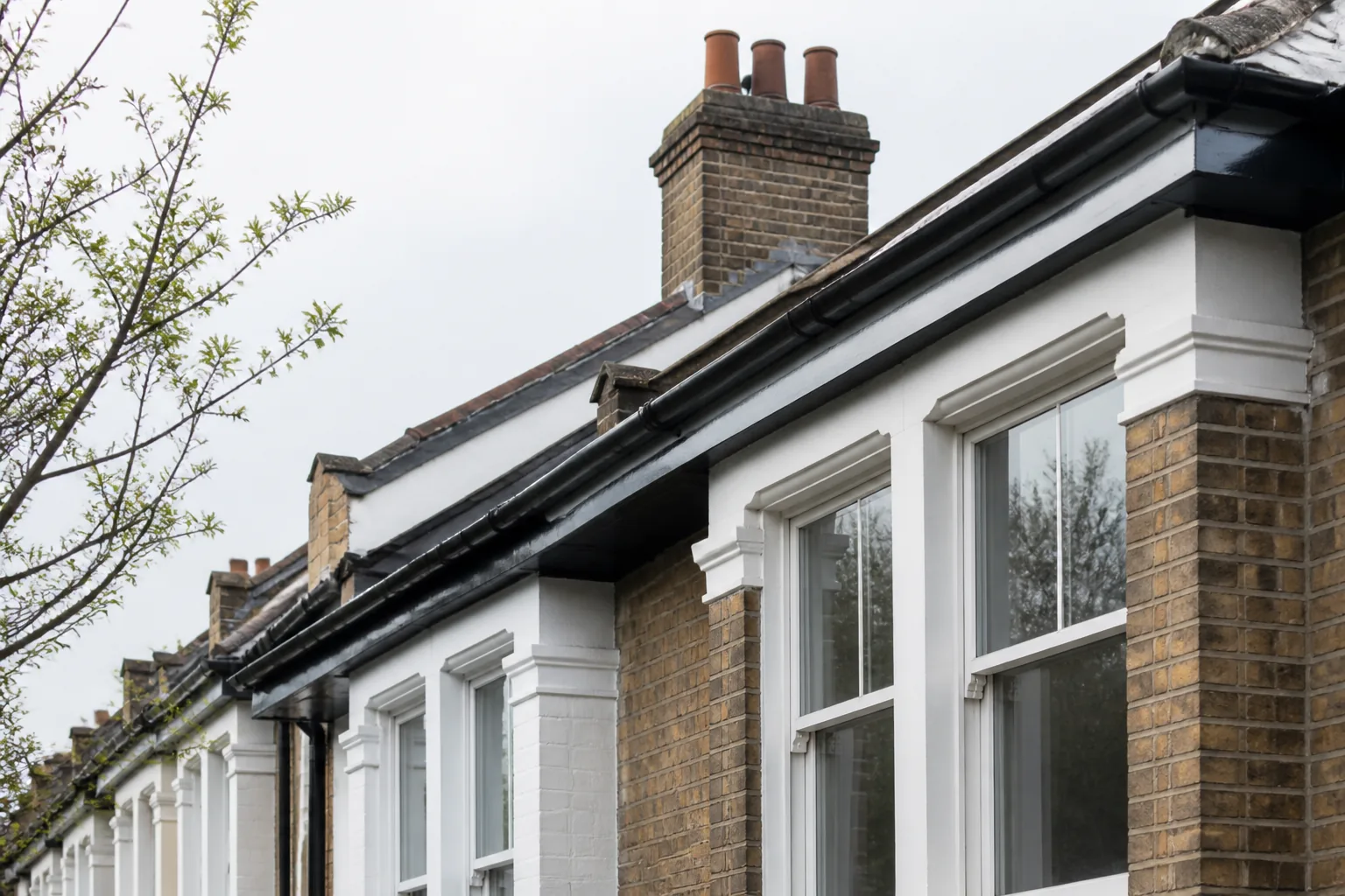 Gutter build-up on a UK property in Dulwich