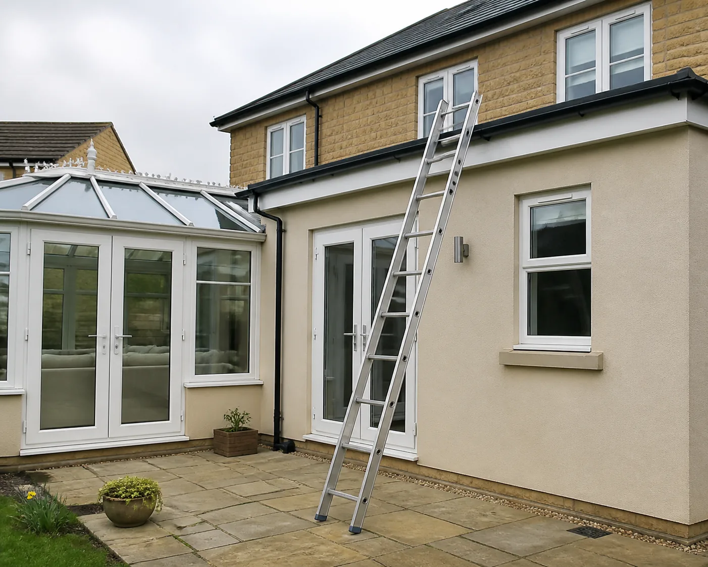 Gutter build-up on a UK property in Reigate