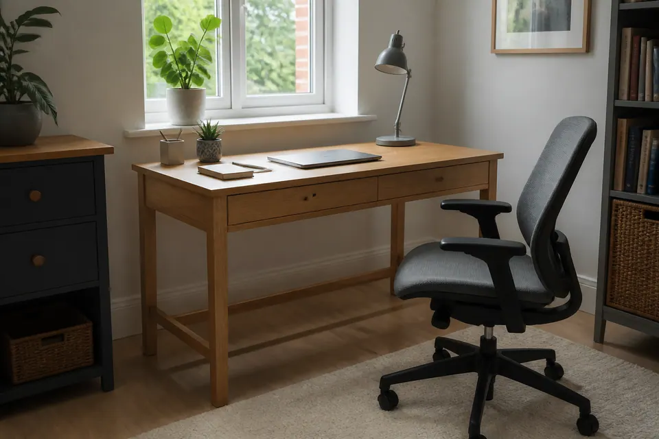 Illustrative home-office fittings scene
