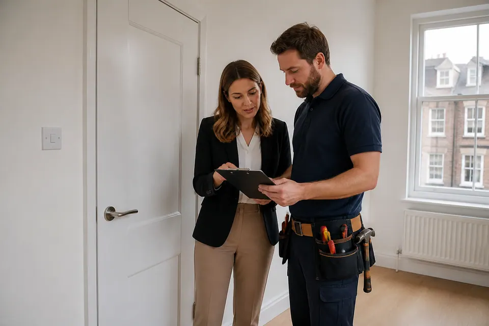 Illustrative rental maintenance scene