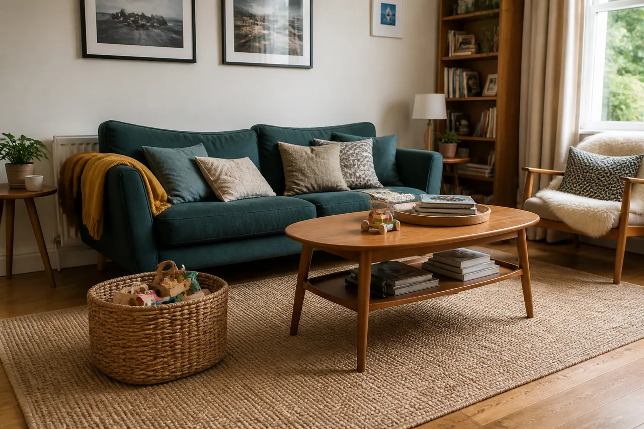 Illustrative home interior or household cleaning scene