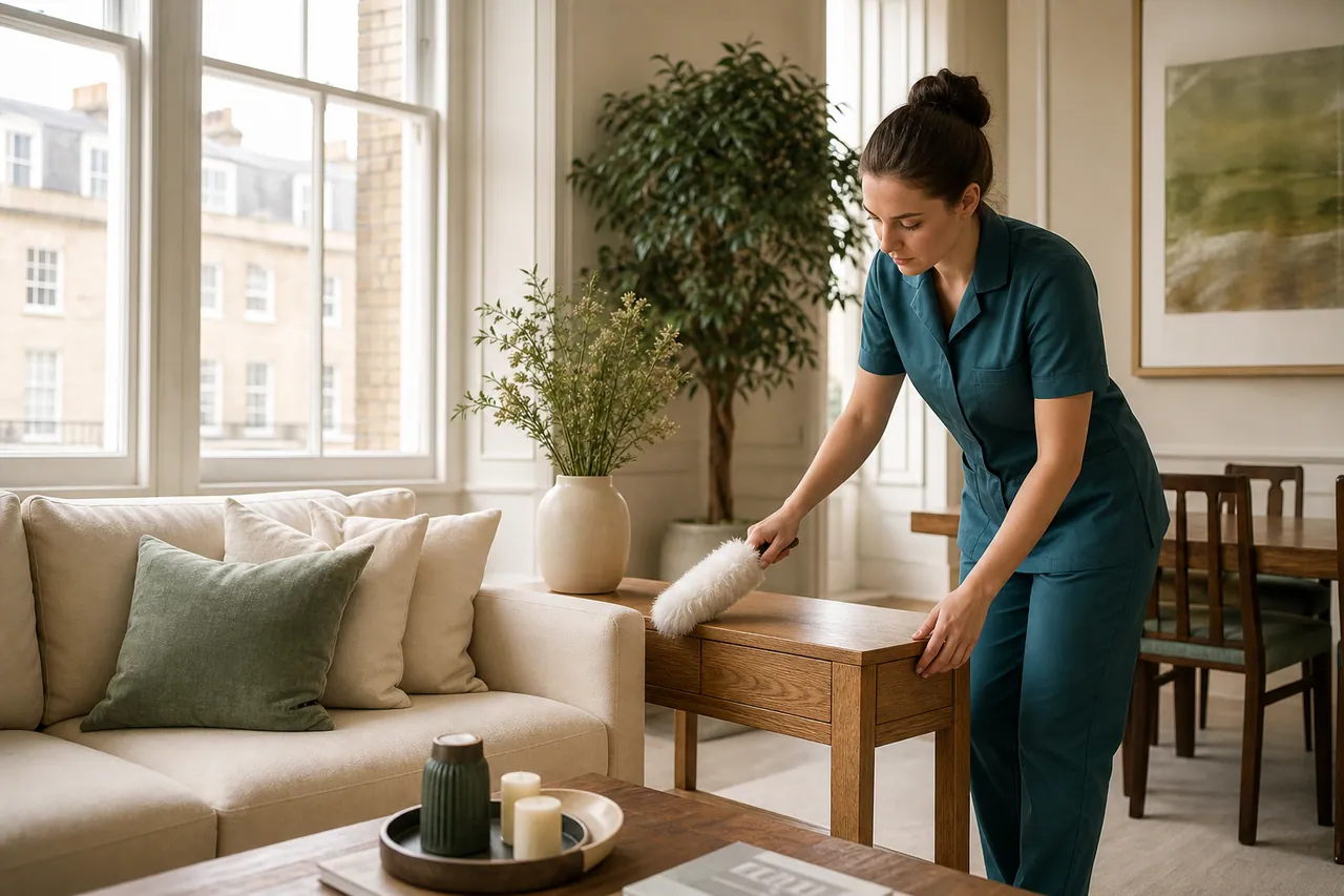 Illustrative home interior or household cleaning scene