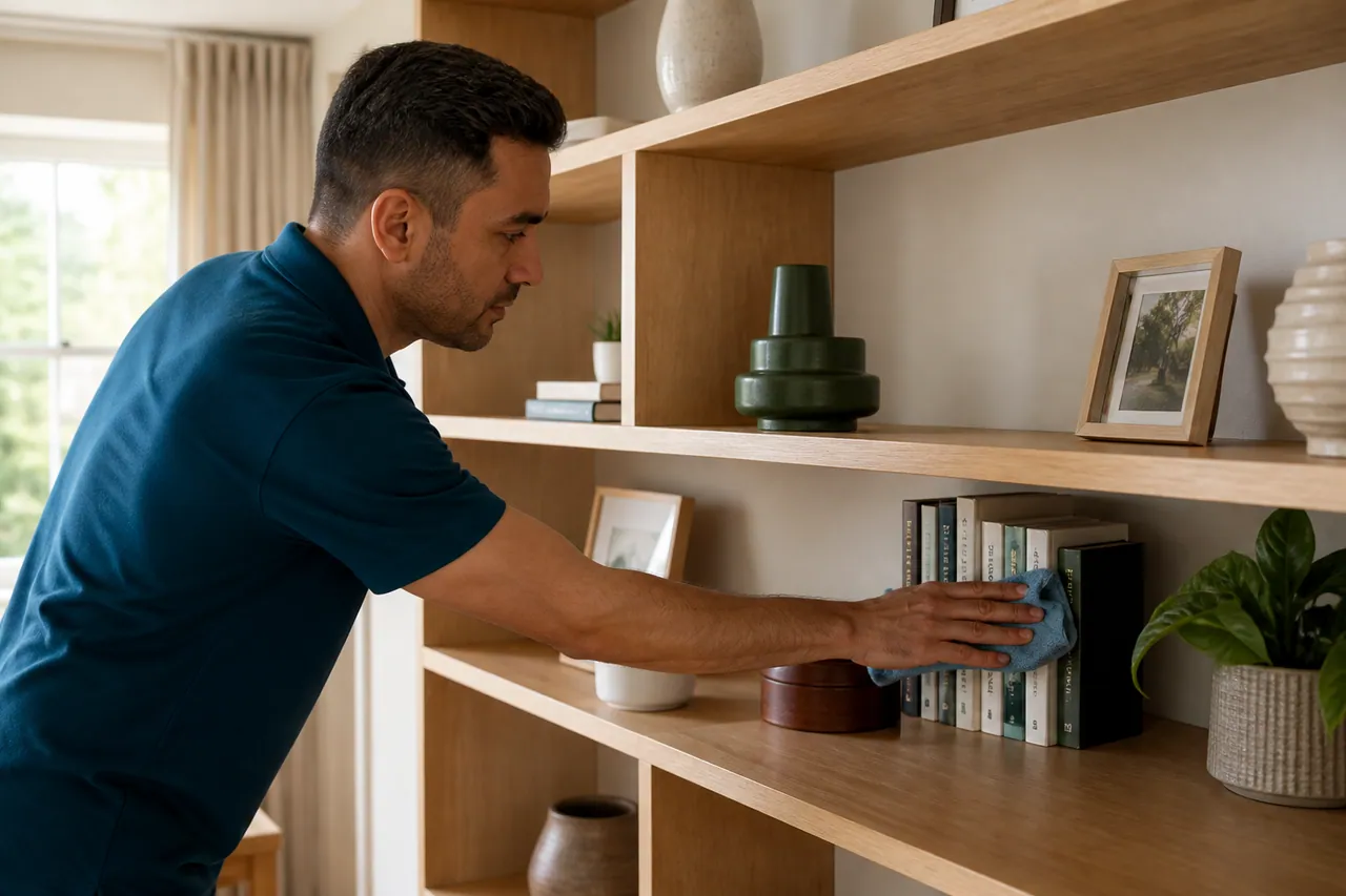 Illustrative household cleaning or interior scene