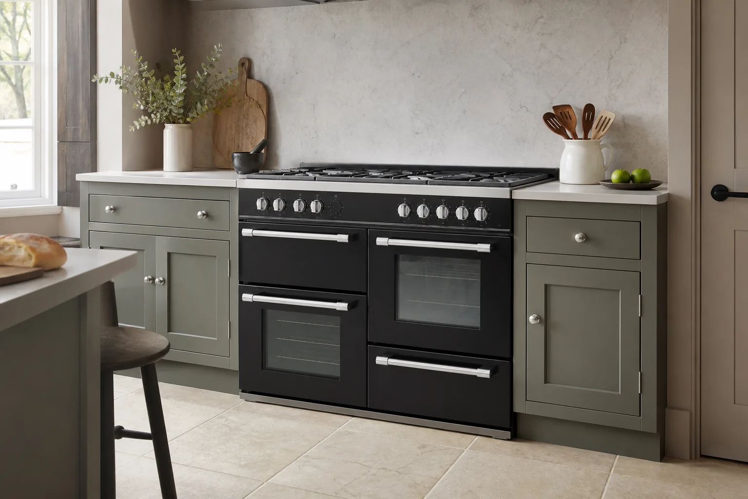 Professional inspecting a built-in oven in a Maida Vale apartment kitchen