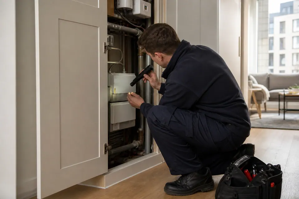 Illustrative pest inspection inside an apartment