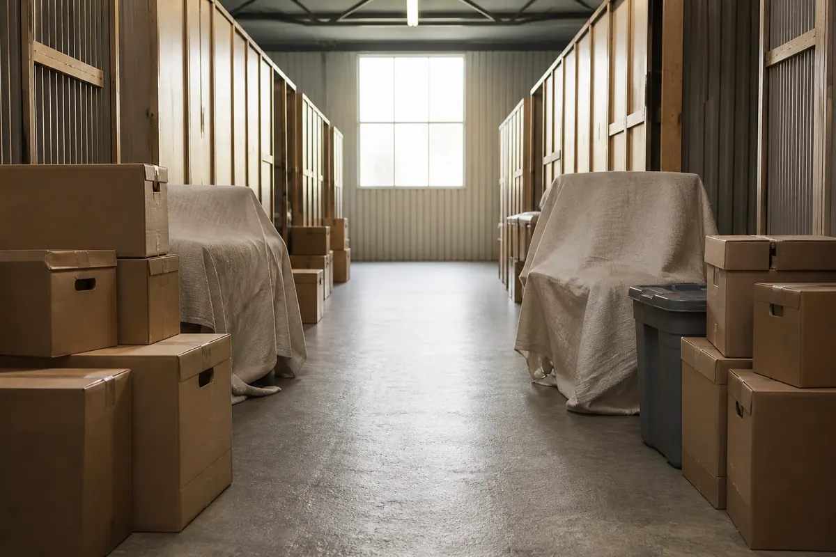 Illustrative organised belongings for household storage planning