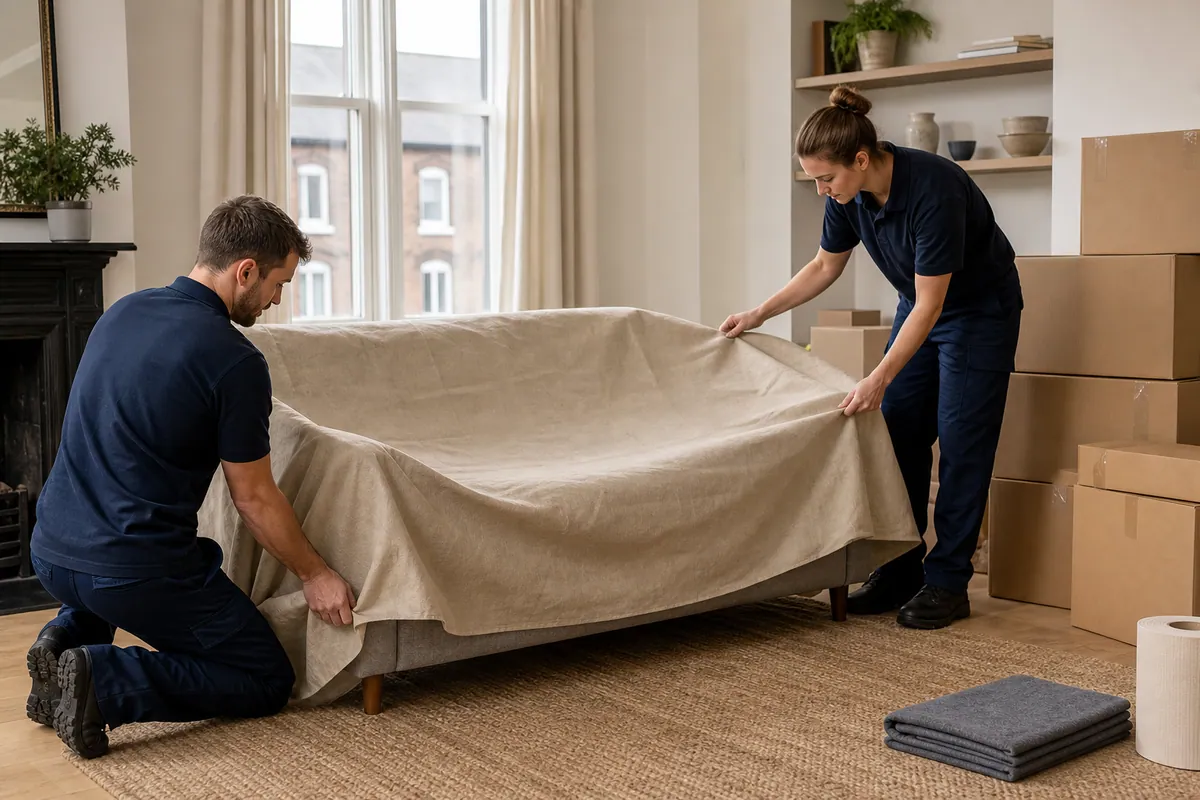 Illustrative sofa preparation for household storage planning