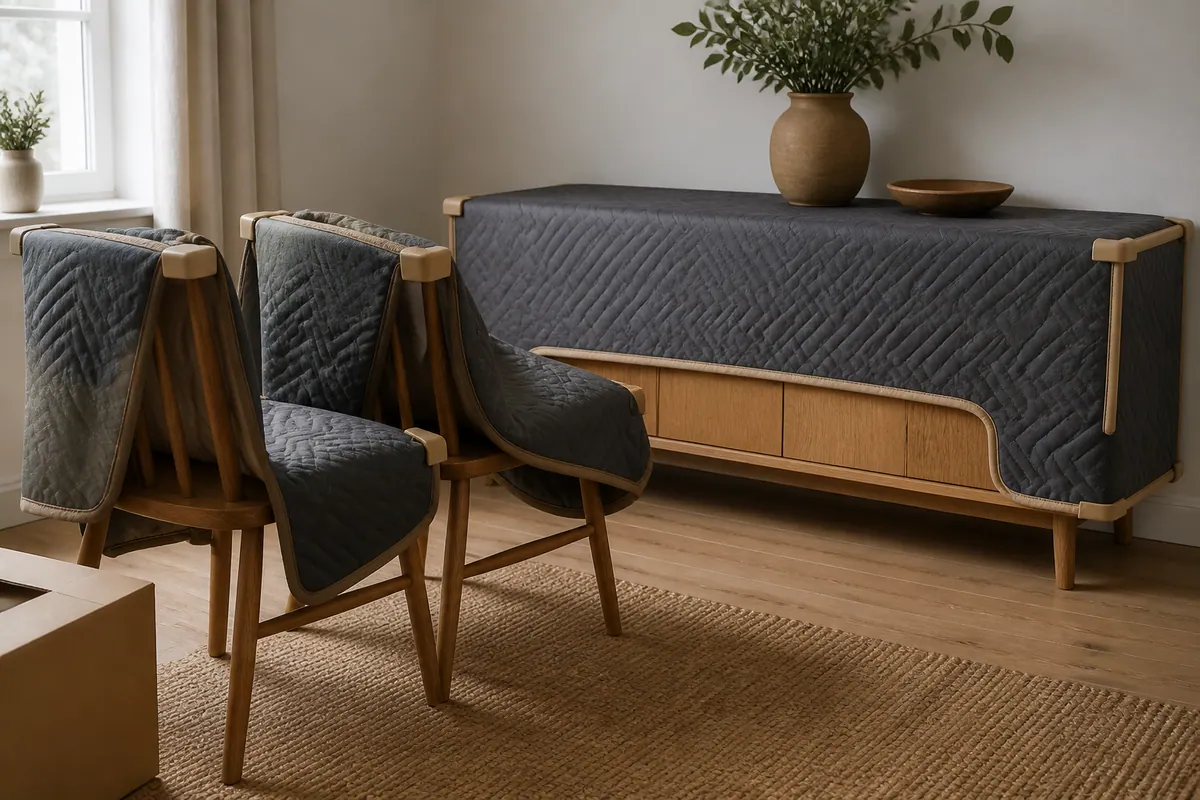 Illustrative wrapped furniture for household storage planning
