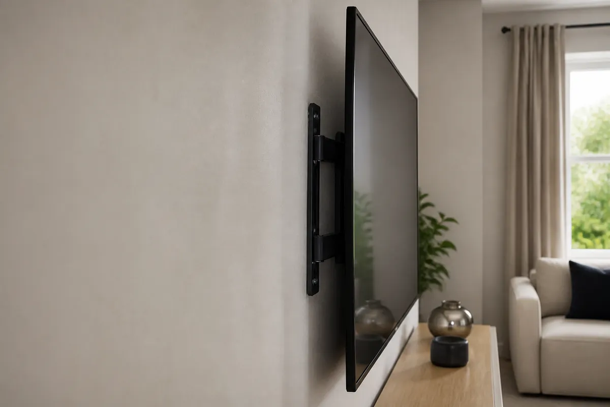 Side view of a television on a close-to-wall fixed bracket