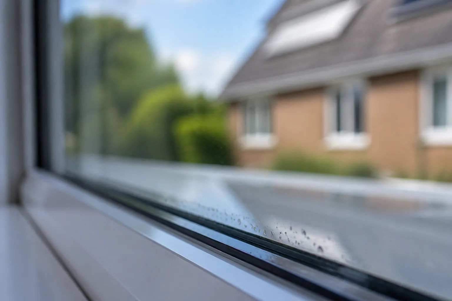 Clean window glass and frame detail