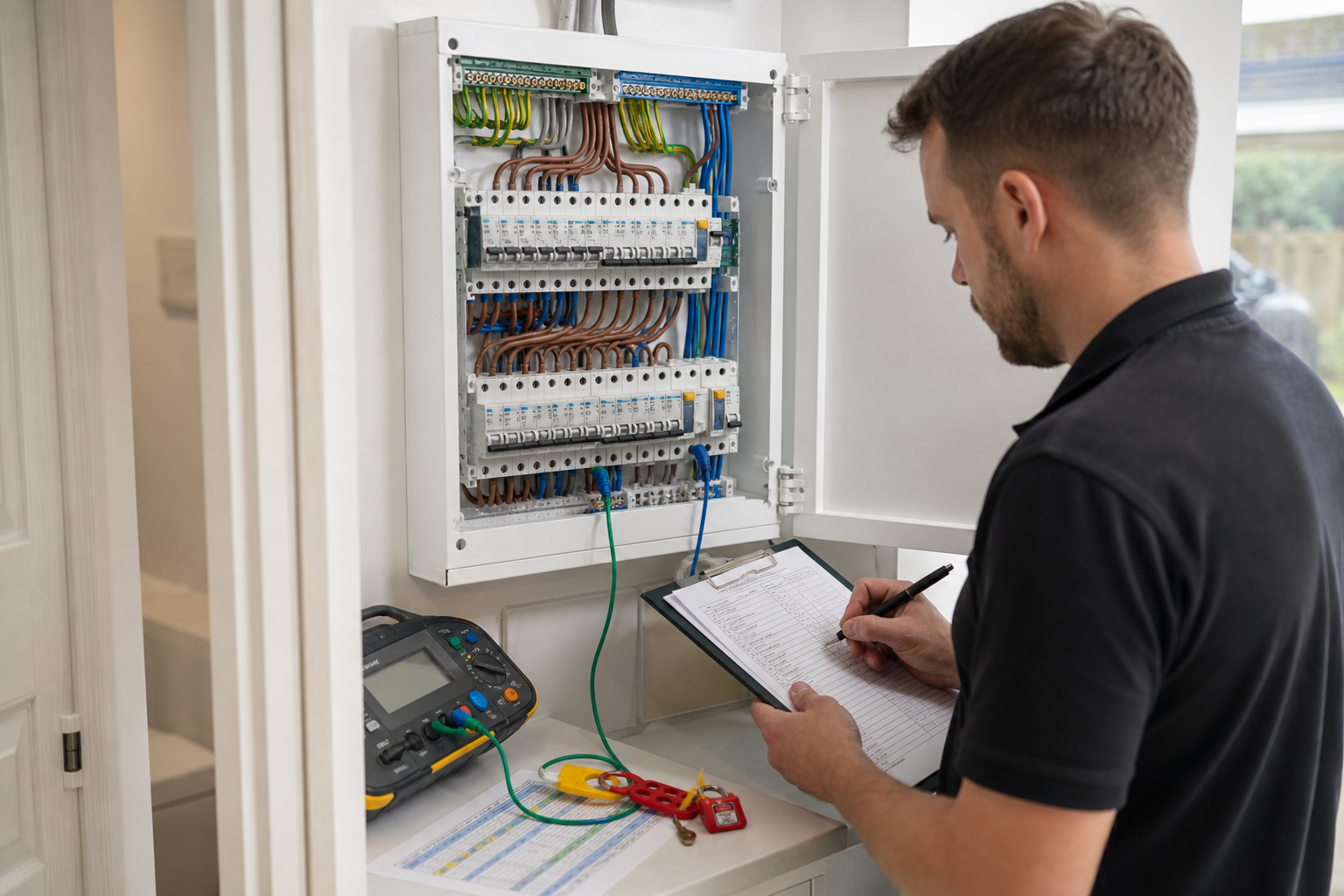New circuits being verified and recorded after rewiring in New Southgate