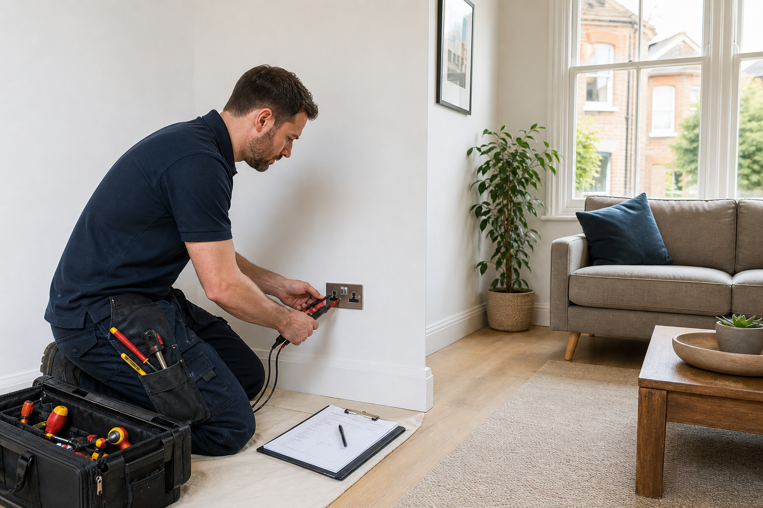 Electrician carrying out a socket inspection in South Tottenham