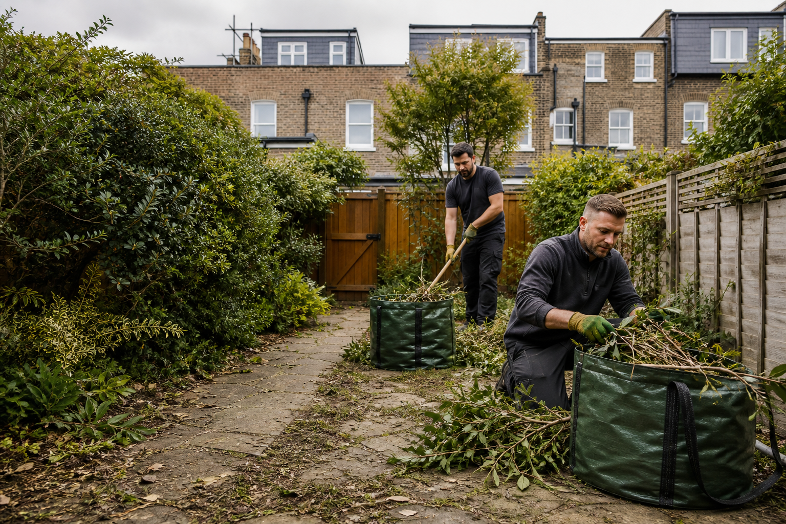 Professional garden clearance team working in Brentford