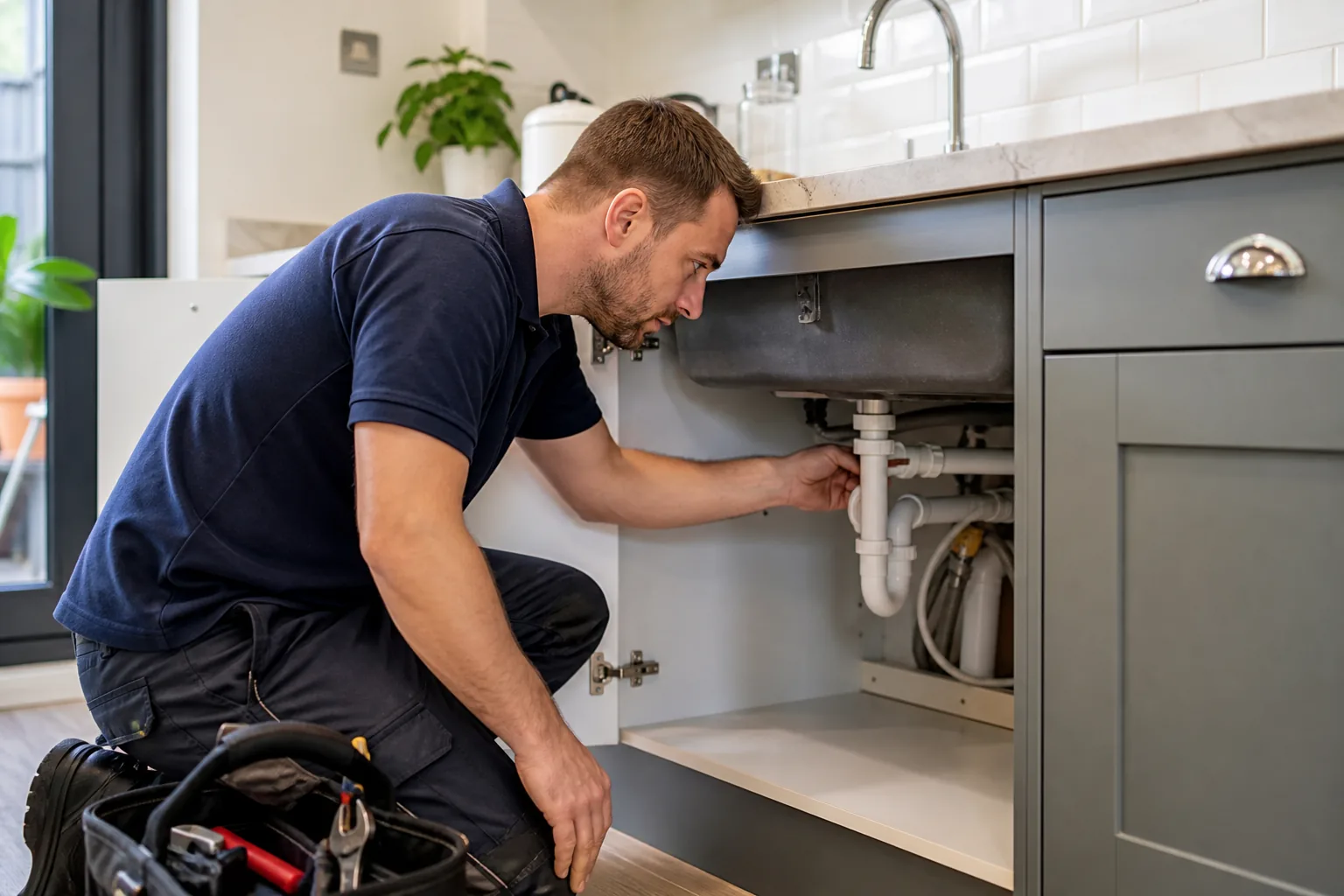 Comparing water flow at kitchen and bathroom taps