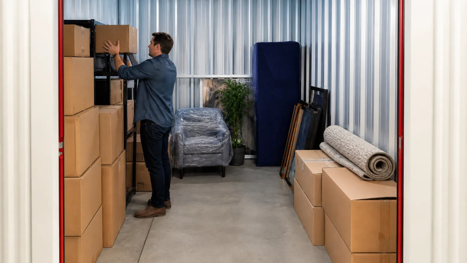 Organised household belongings placed in storage for Clapton