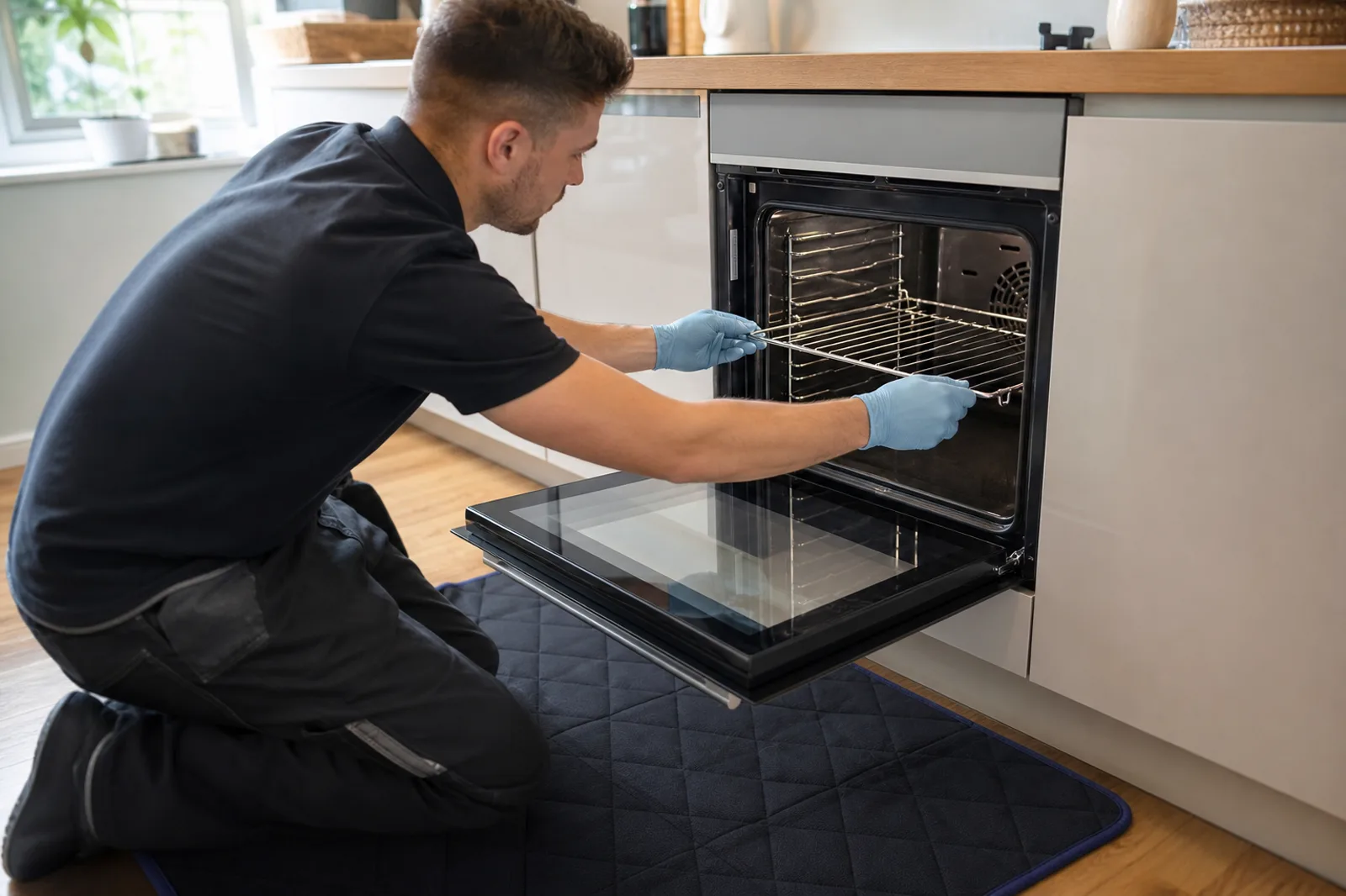 Detailed oven cleaning process in Shepperton