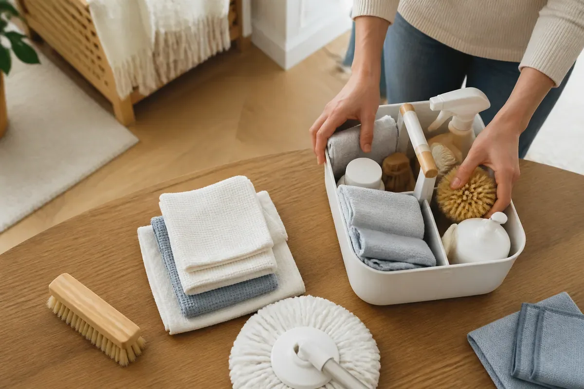 Cleaner and homeowner agreeing priorities for a domestic cleaning visit