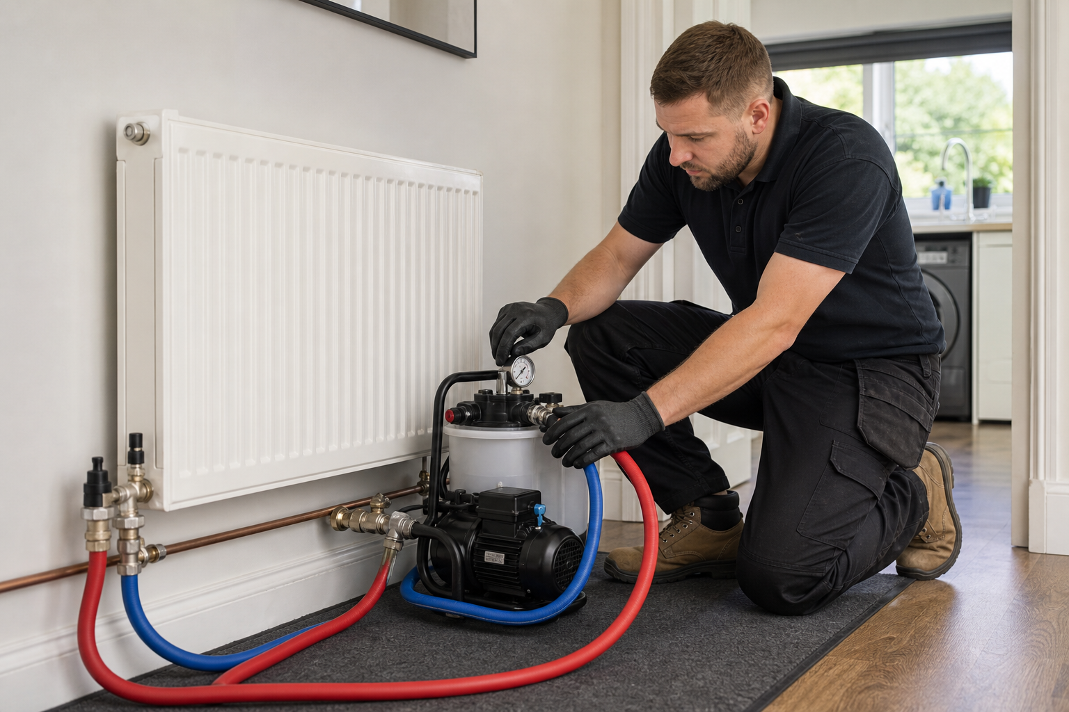Professional central heating power flushing in Carshalton