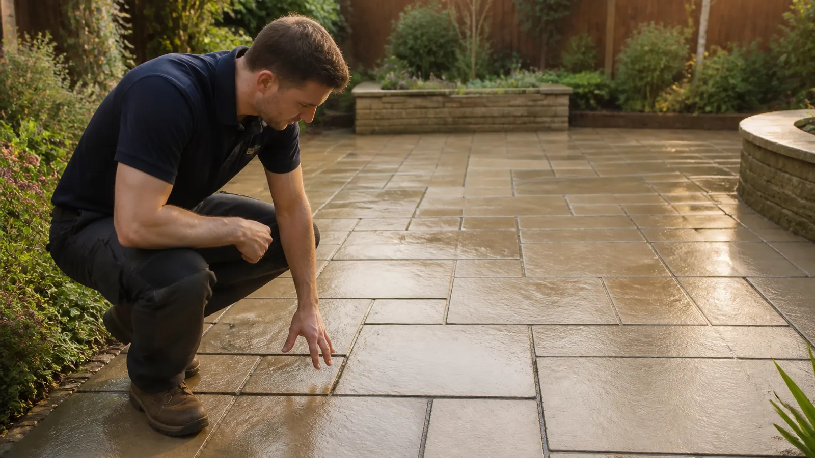 Pressure washing test and runoff control in Chislehurst