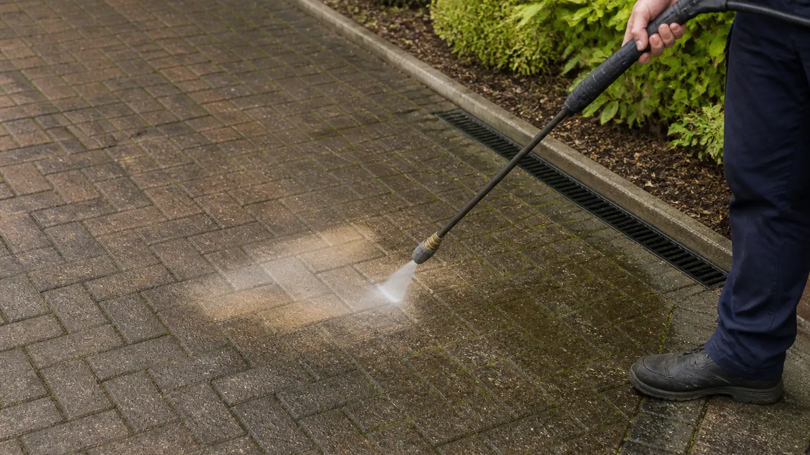 Professional pressure washing of external paving in Chislehurst