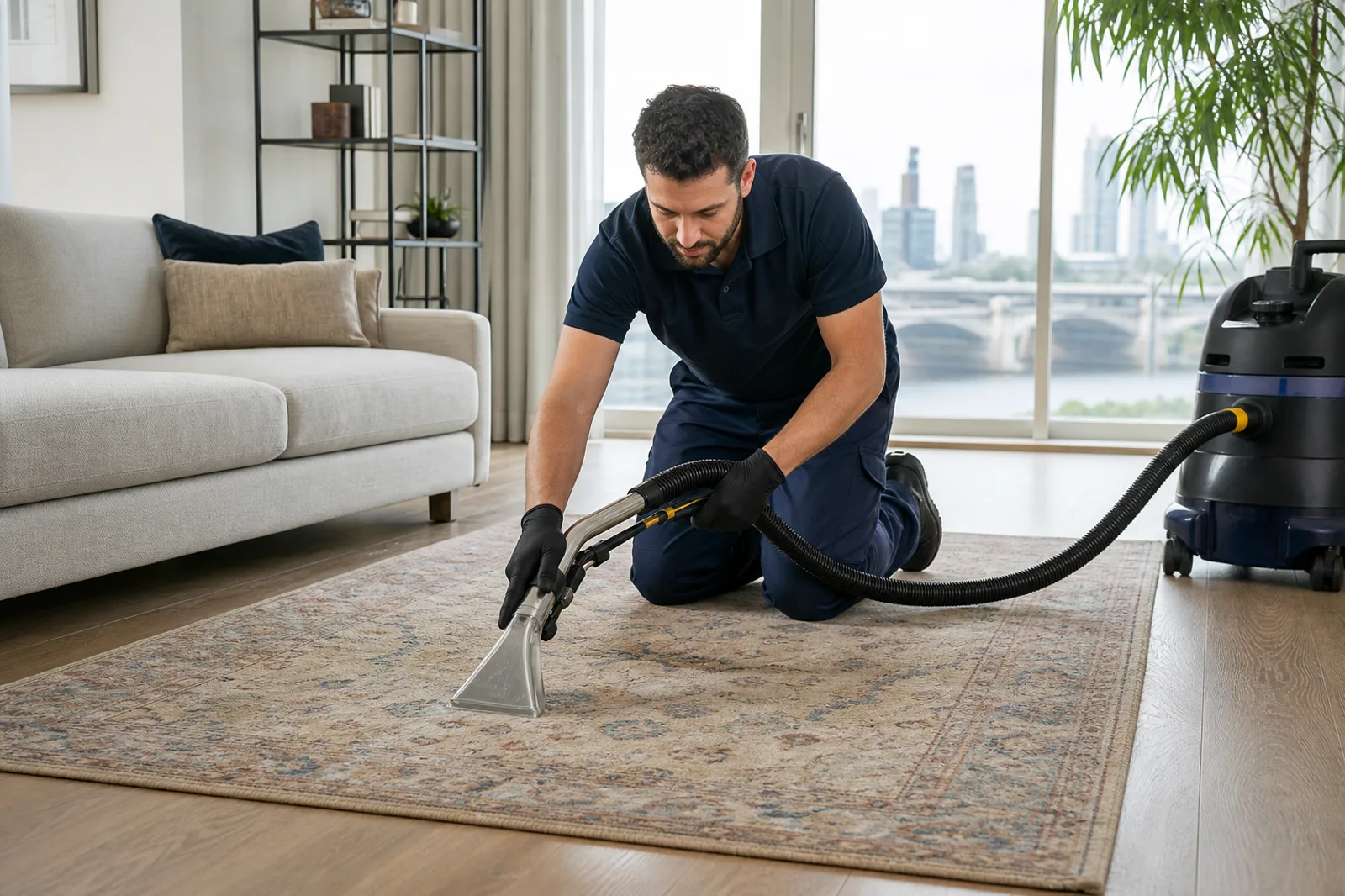 Rug cleaning process and condition checks for Clapham