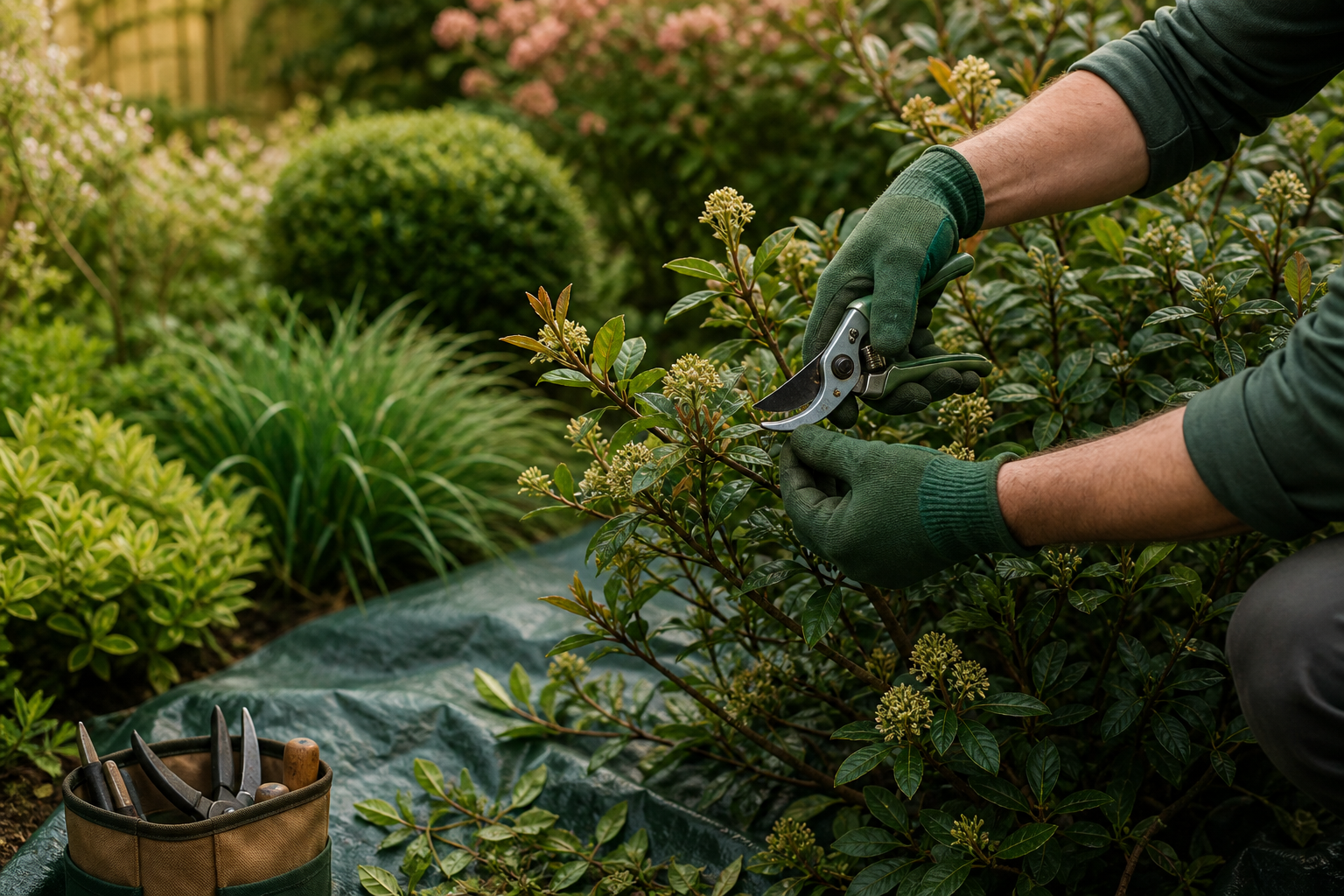 Selective shrub pruning in Hounslow